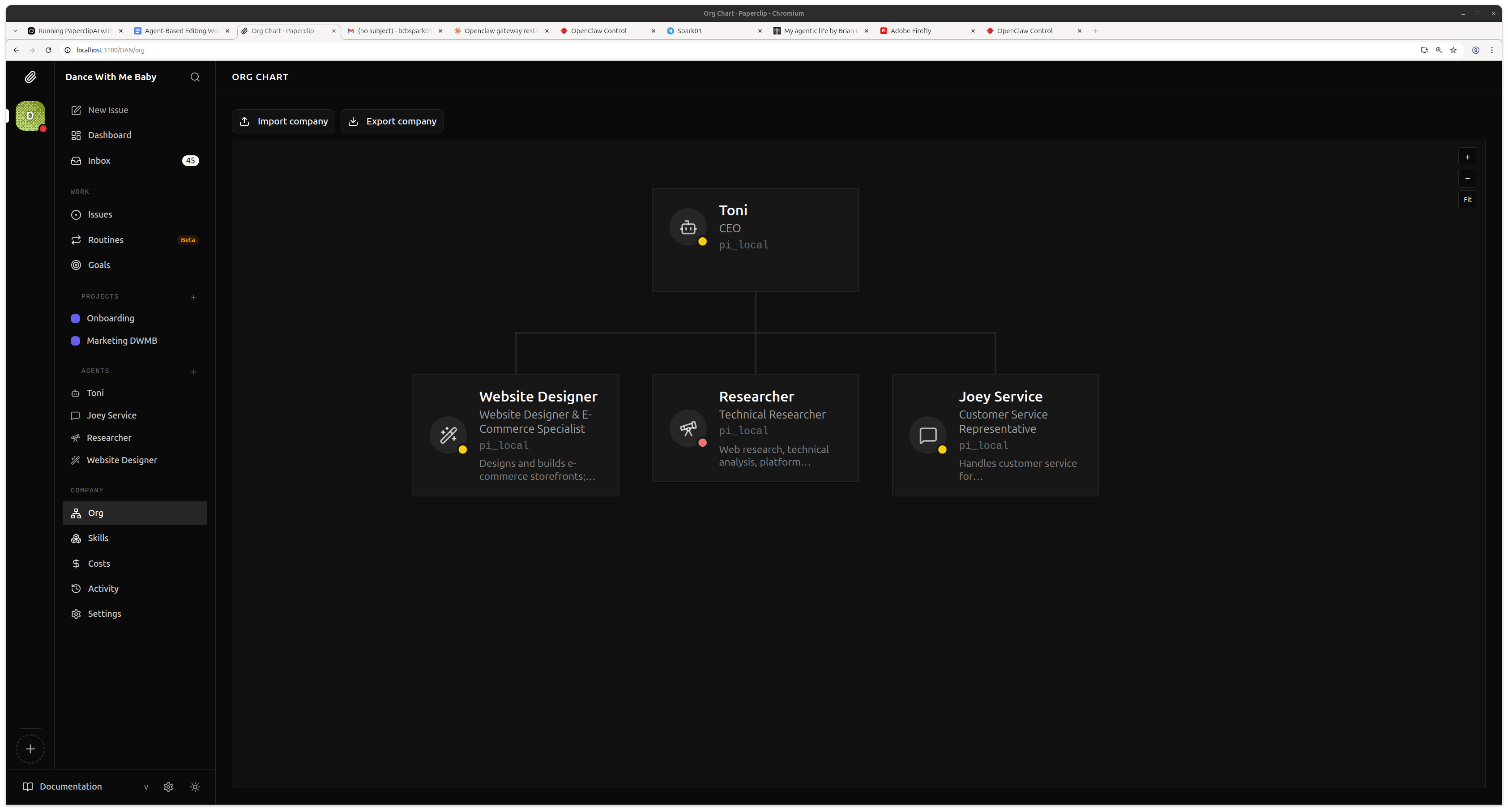 Paperclip AI interface - Joey Service setup