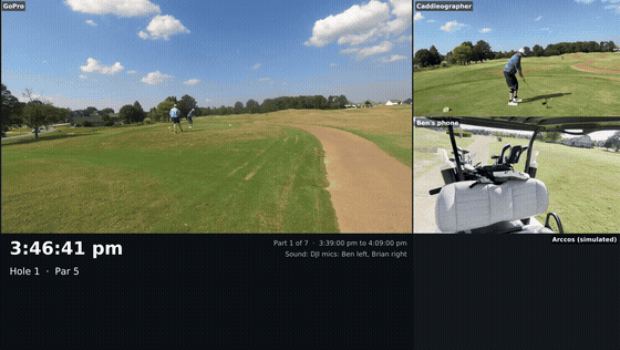 First try: a four-pane grid of every camera (10 seconds)