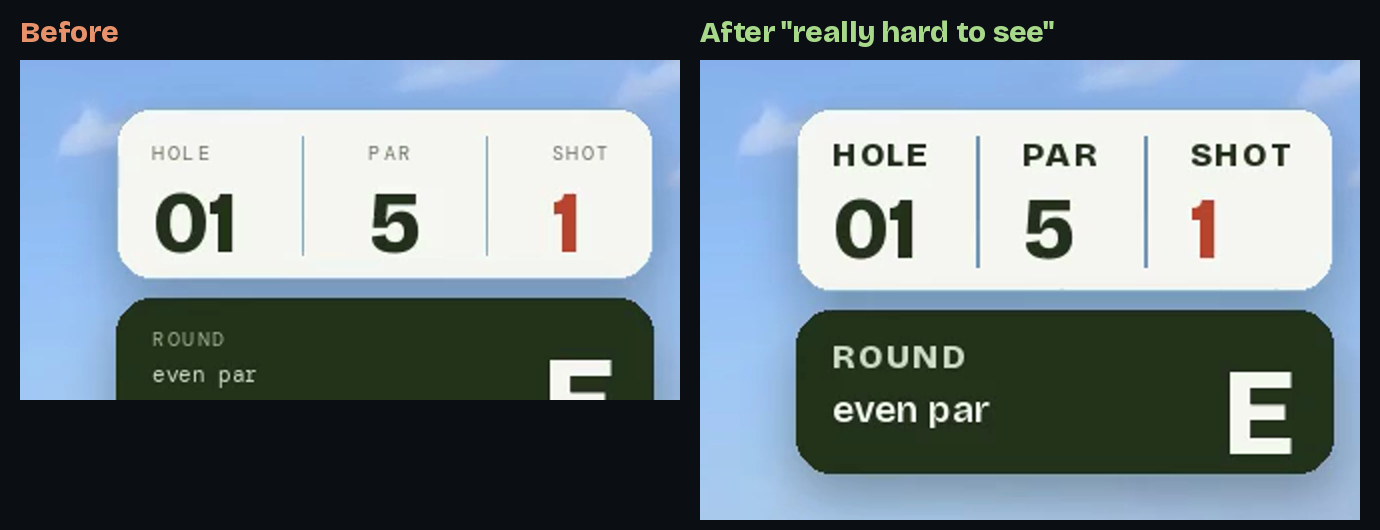 Scorebox before and after