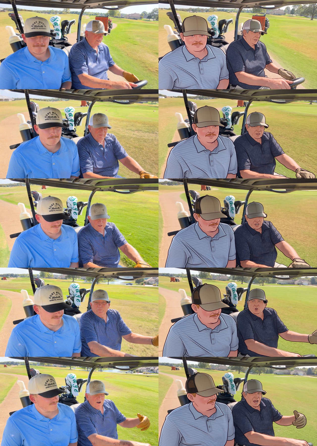 Real footage (left) and the AI cartoon version (right)